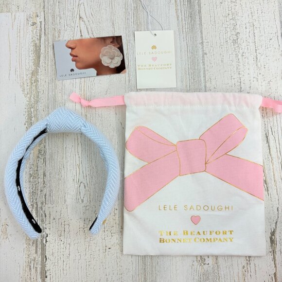 Lele Sadoughi The Beaufort Bonnet Company KIDS Knot Headband Beale Street Blue - Picture 1 of 15